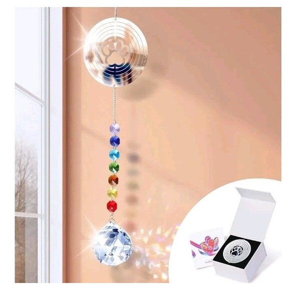 Pet Memorial Gifts, Dog Sympathy Suncatcher, Paw Print Remembrance Prism for ... - Picture 1 of 8